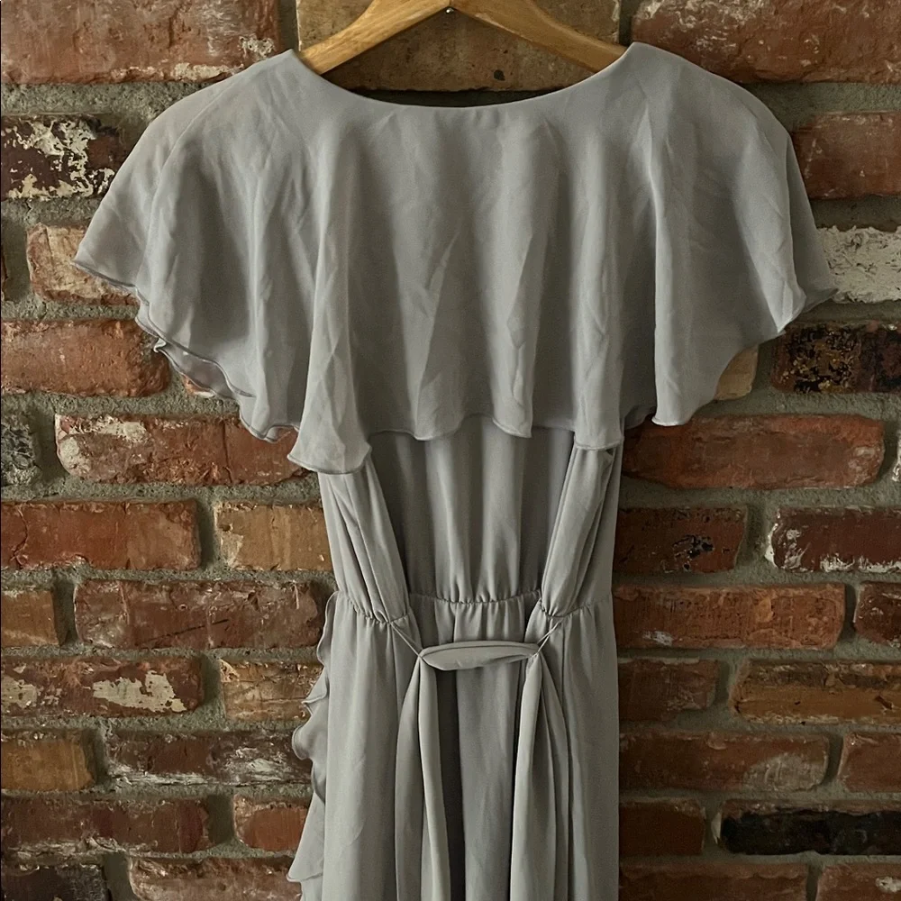 Show Me Your MuMu Light Gray Asymmetrical Dress Flowy Ankle Length Dress Size M - Picture 8 of 9